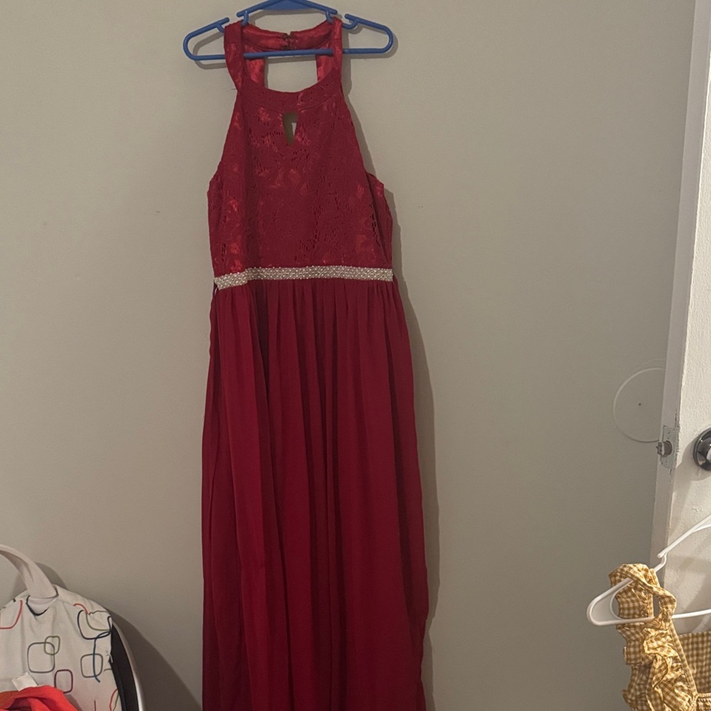 Elegant Red Lace Kids Dress